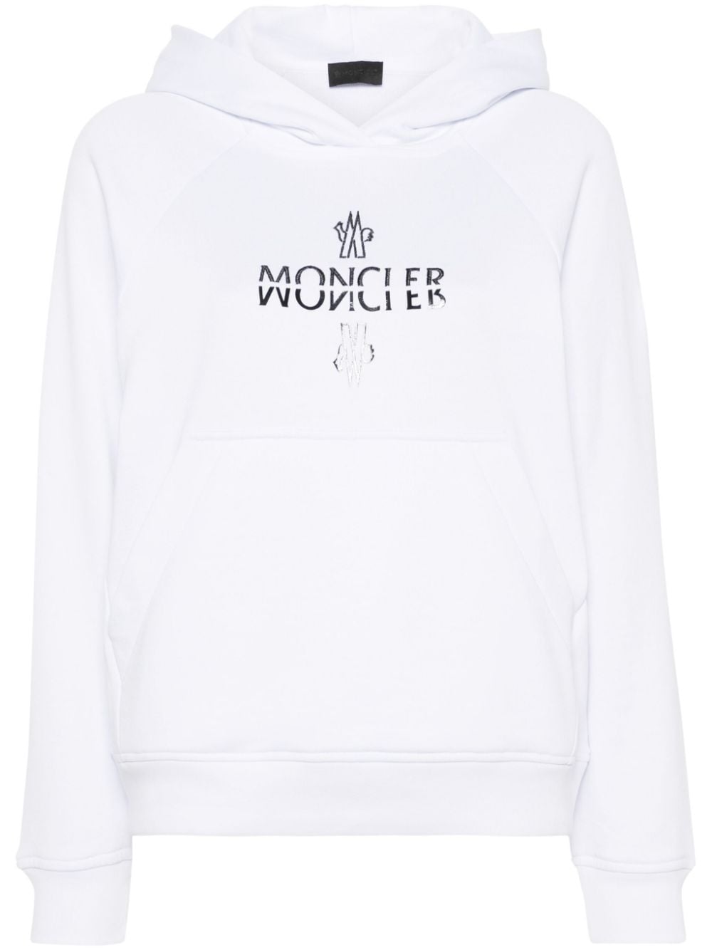 Moncler appliqué-logo cotton hoodie - White von Moncler