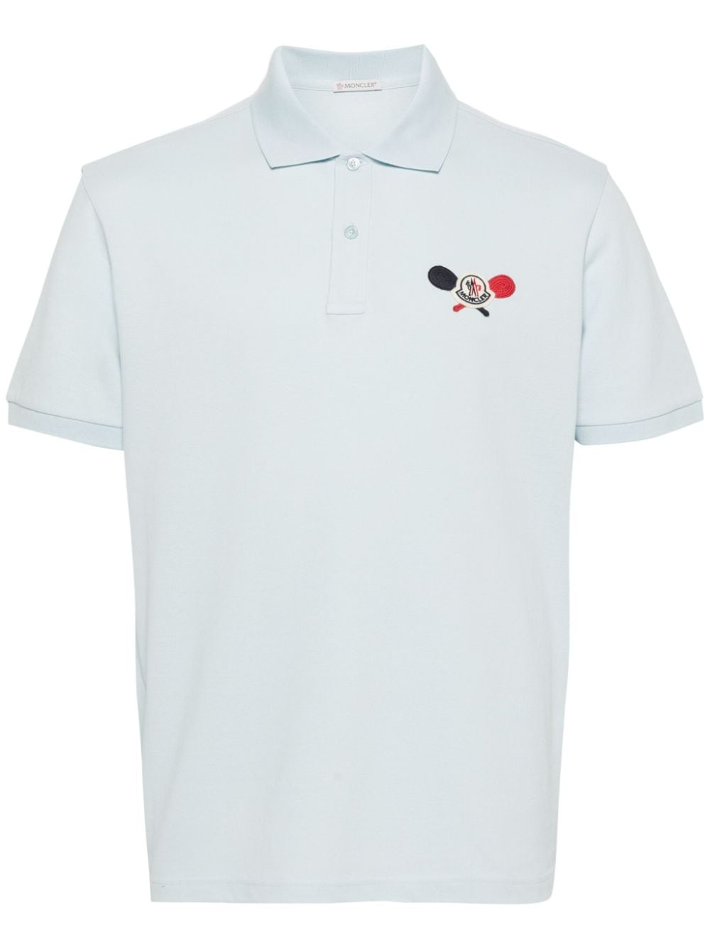 Moncler appliqué-logo polo shirt - Blue von Moncler
