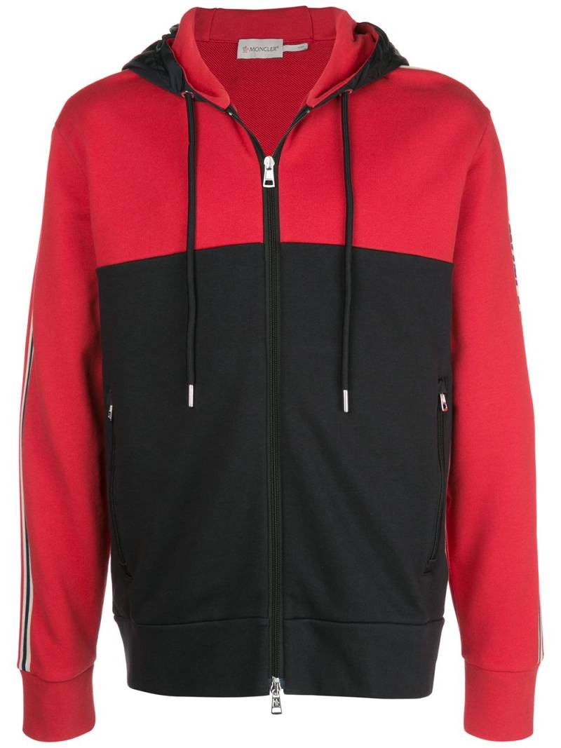 Moncler colour blocked zipped hoodie - Red von Moncler