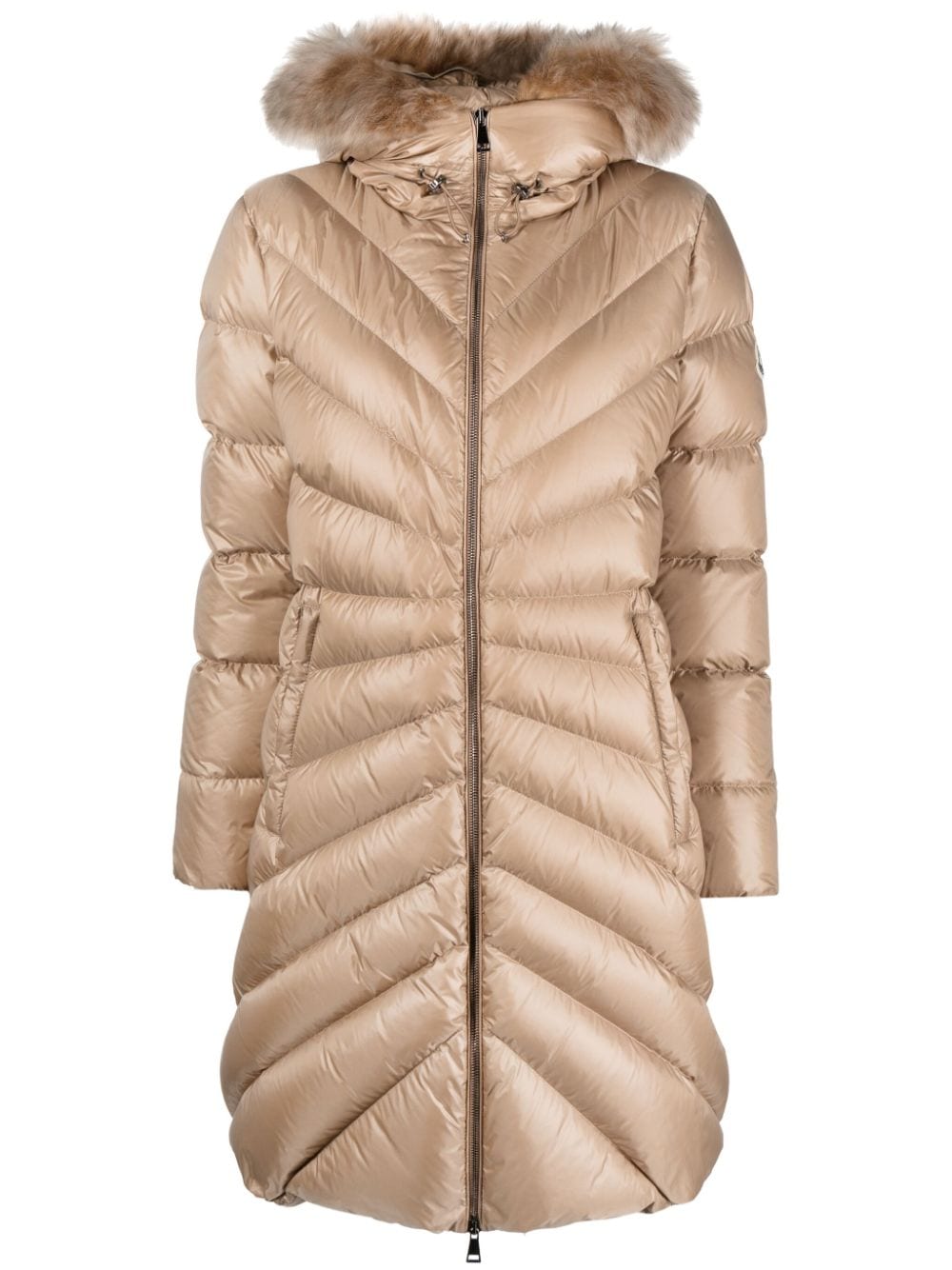 Moncler contrast-collar quilted coat - Neutrals von Moncler