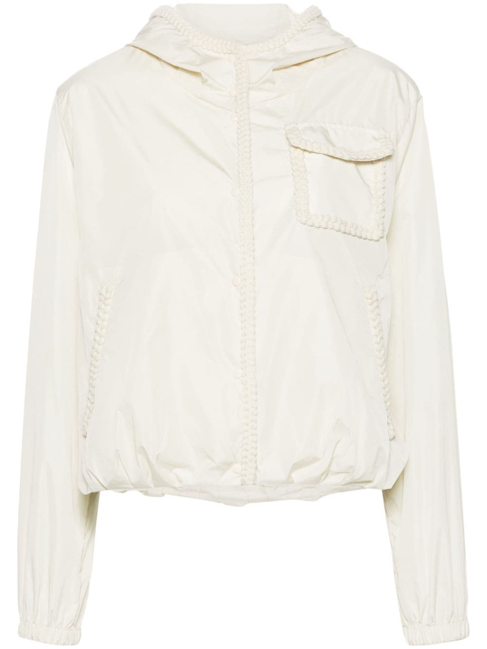Moncler crochet-trim hooded jacket - White von Moncler