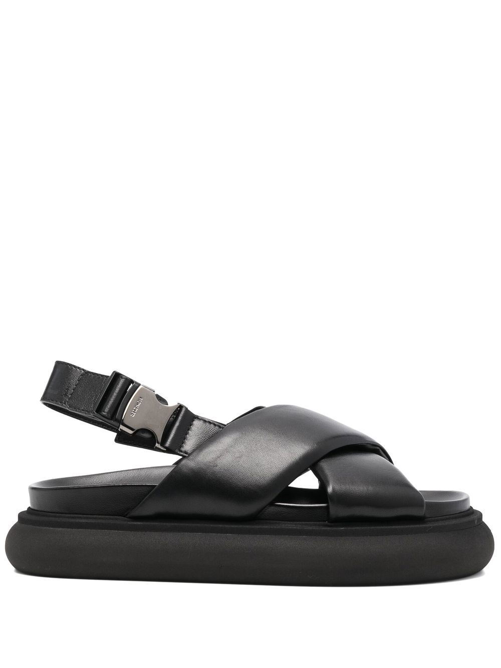 Moncler cross-strap leather sandals - Black von Moncler