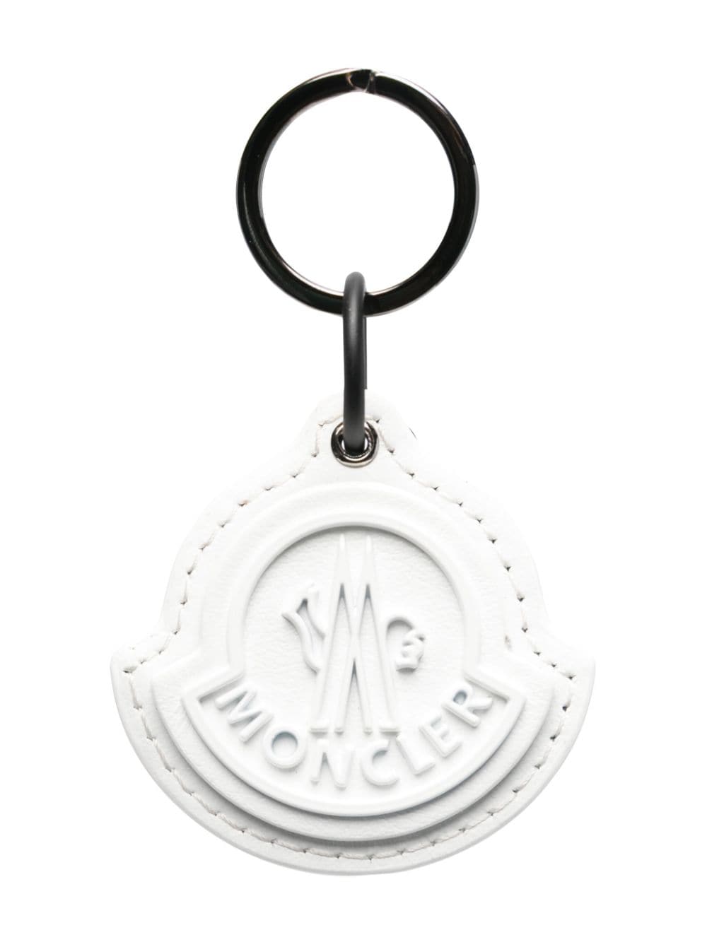 Moncler embossed-logo leather keyring - White von Moncler