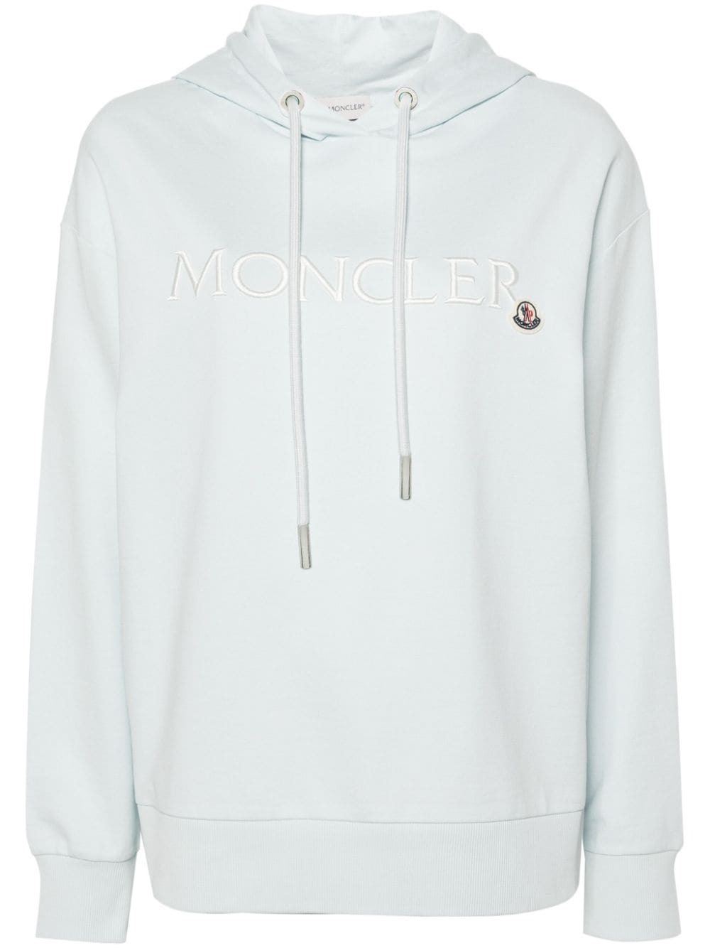 Moncler embroidered-logo cotton hoodie - Blue von Moncler
