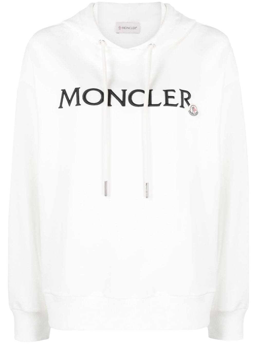 Moncler logo-embroidered cotton hoodie - White von Moncler