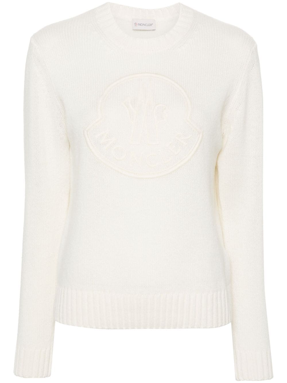 Moncler embroidered-logo knitted jumper - Neutrals von Moncler