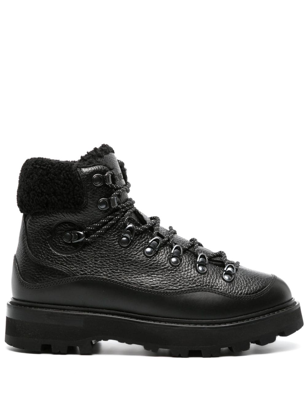 Moncler faux-fur trim leather boots - Black von Moncler