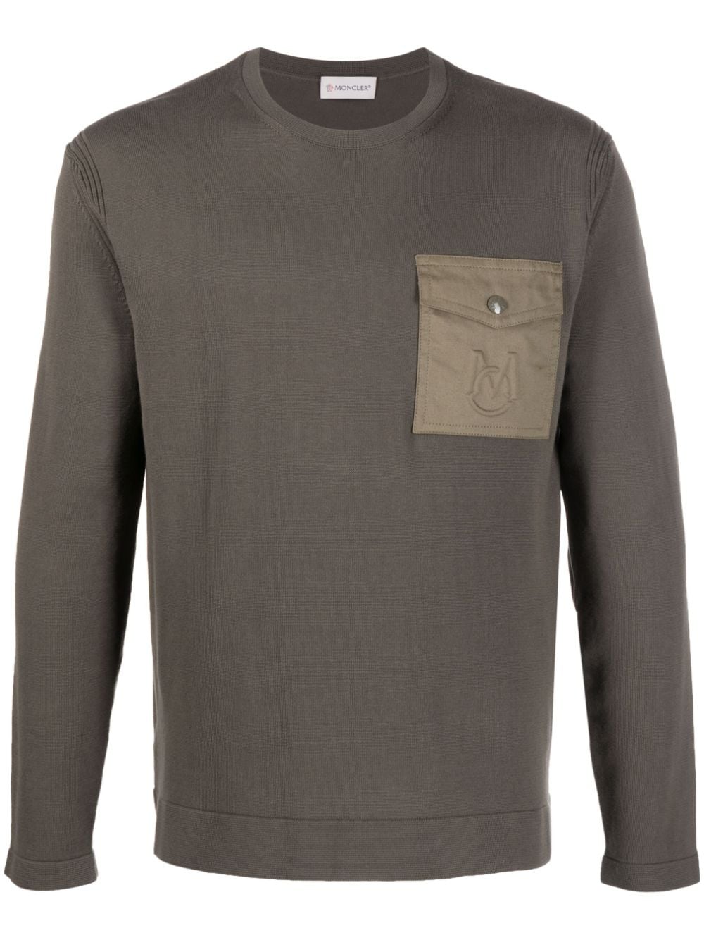 Moncler flap-pocket crewneck jumper - Green von Moncler