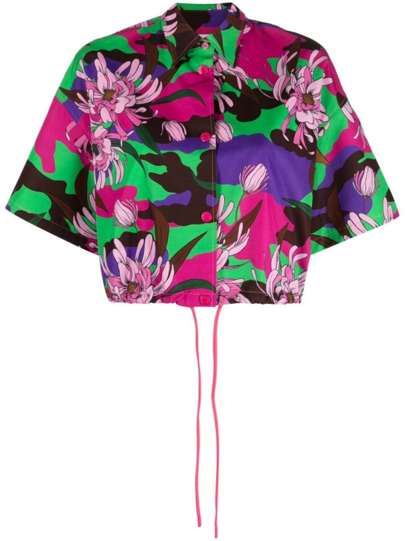 Moncler floral-print cropped shirt - Pink von Moncler