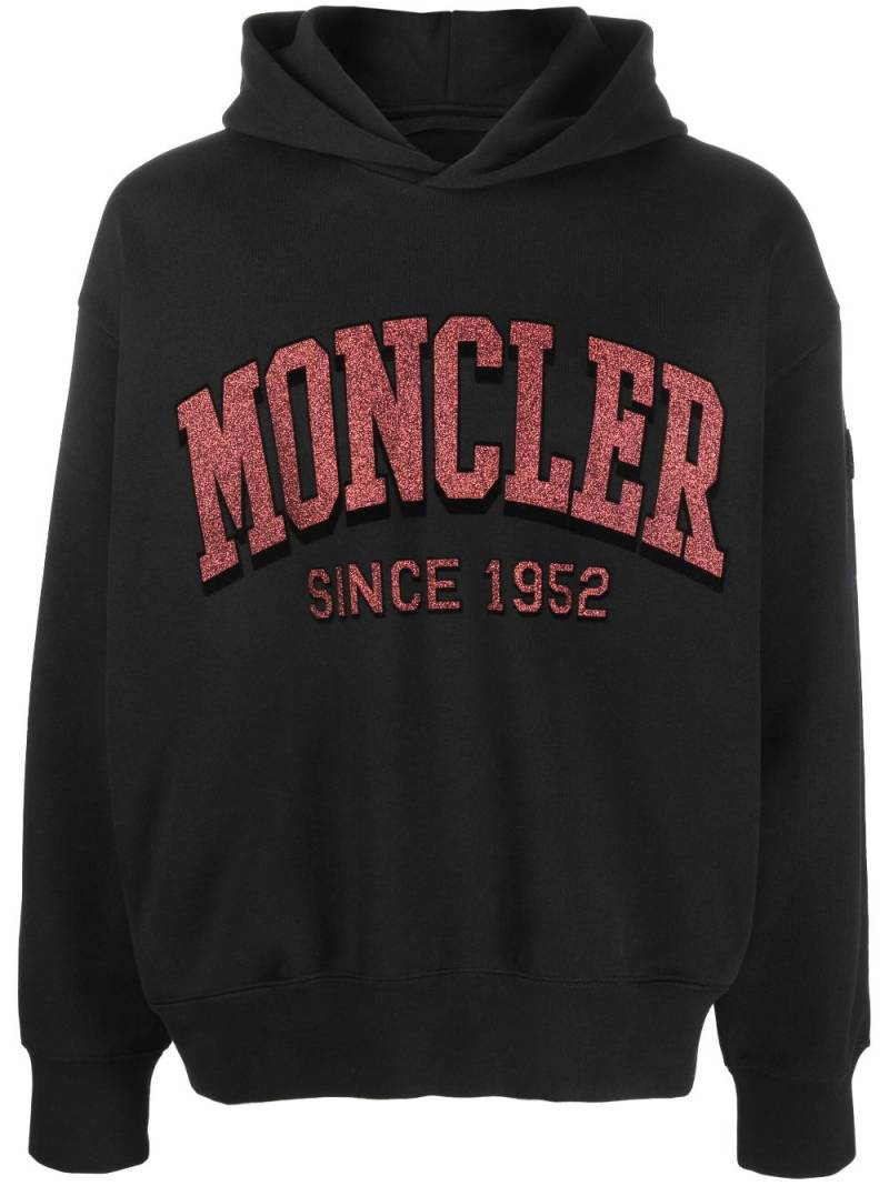 Moncler glitter logo-print hoodie - Black von Moncler