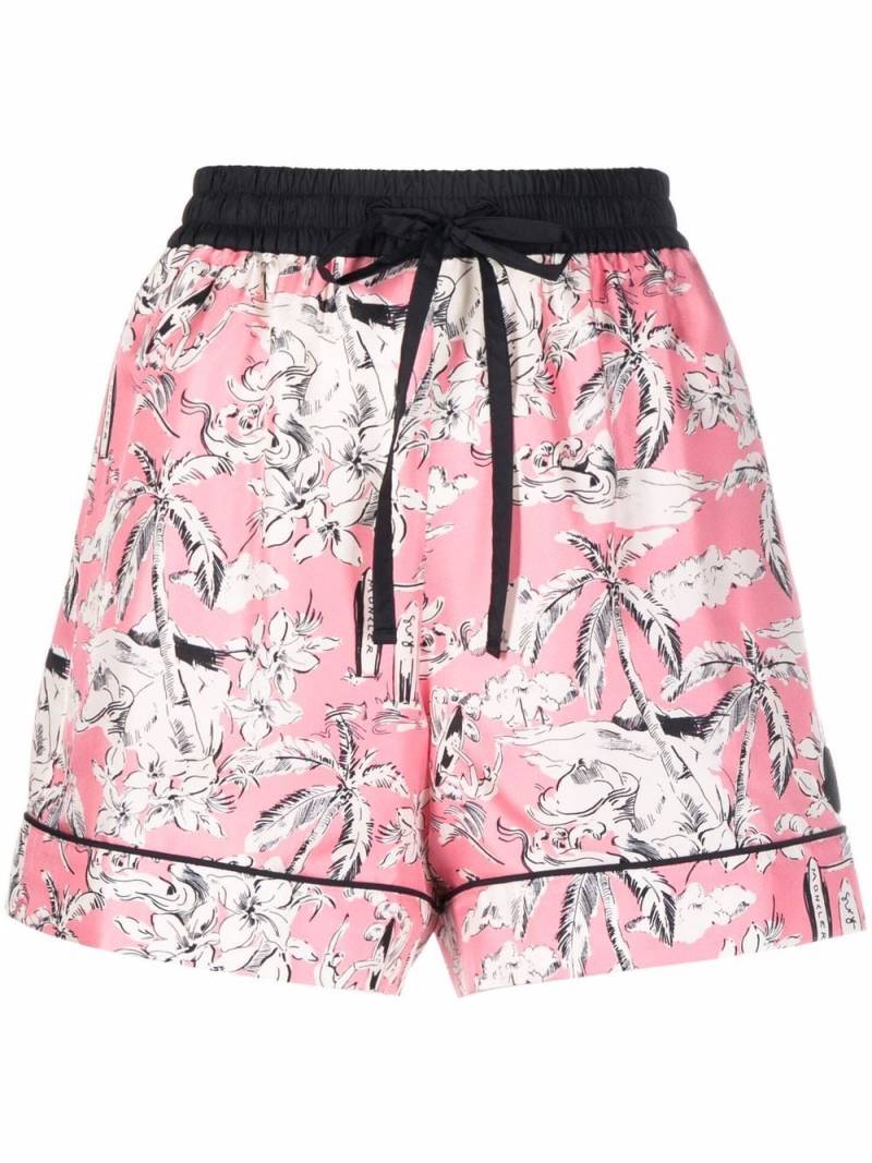 Moncler graphic-print silk shorts - Pink von Moncler