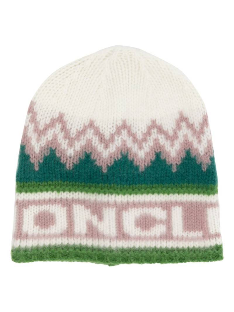 Moncler intarsia-knit logo beanie - Multicolour von Moncler
