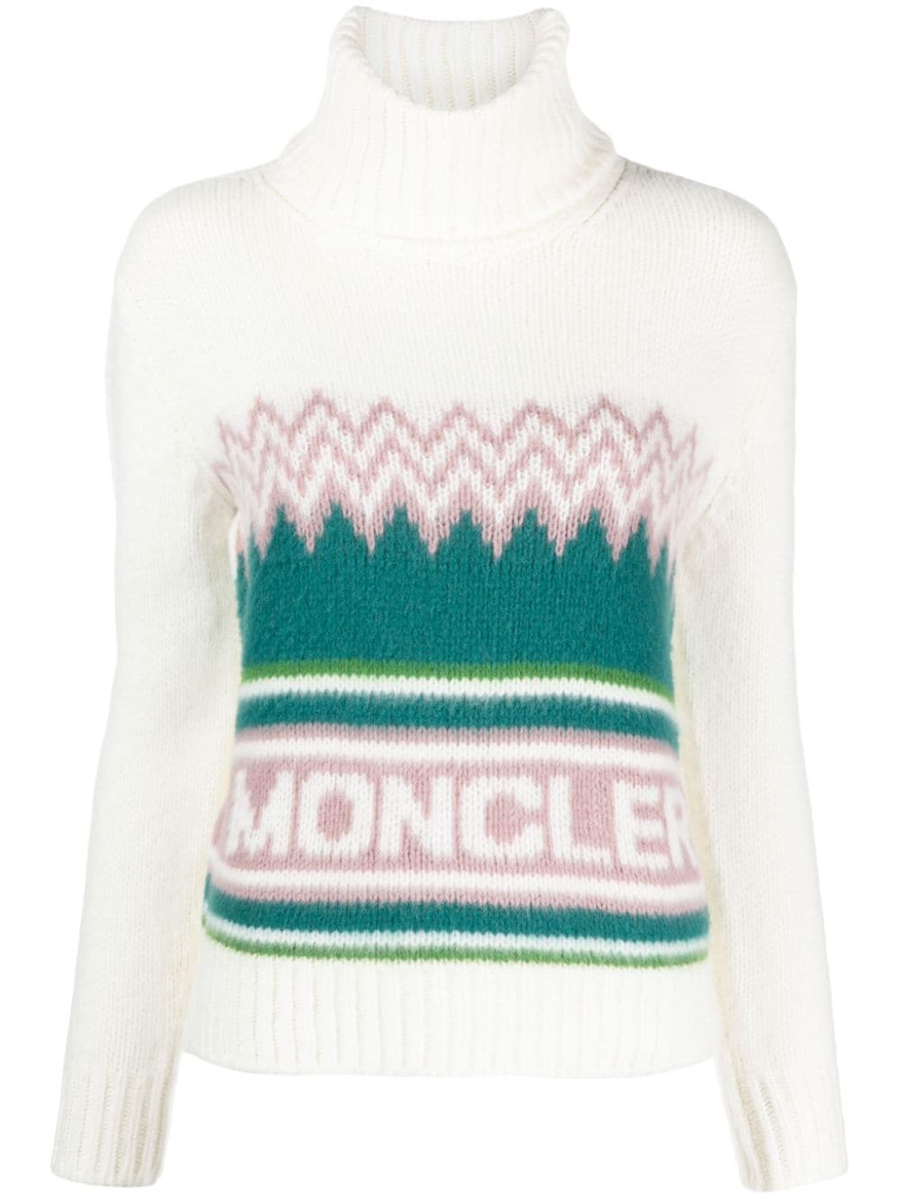 Moncler intarsia roll-neck wool jumper - White von Moncler