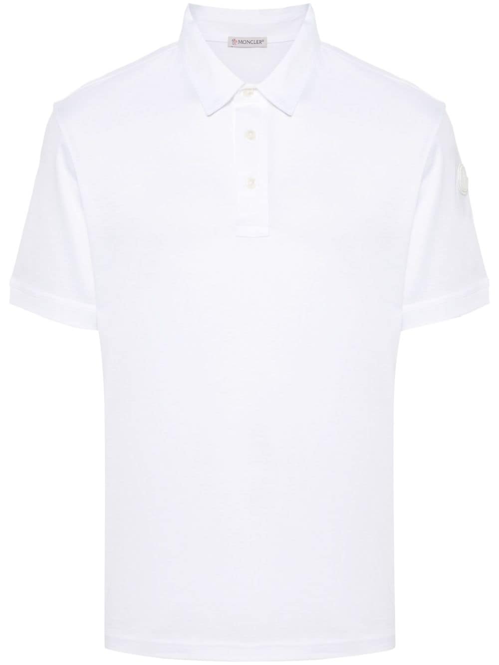 Moncler logo-appliqué cotton polo shirt - White von Moncler