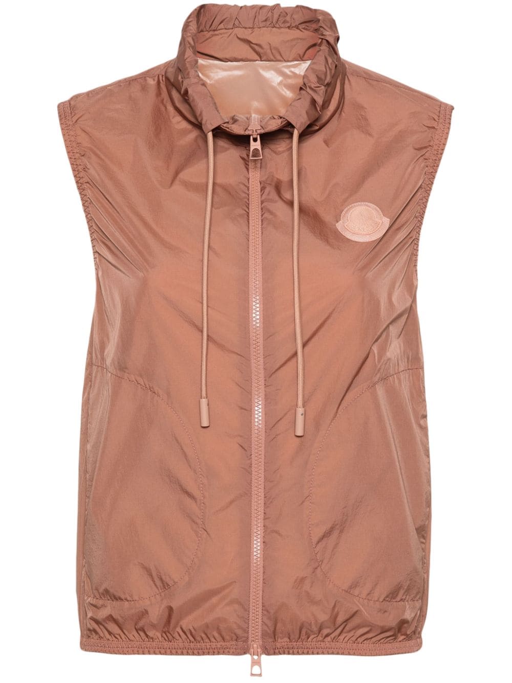 Moncler logo-appliqué drawstring vest - Brown von Moncler