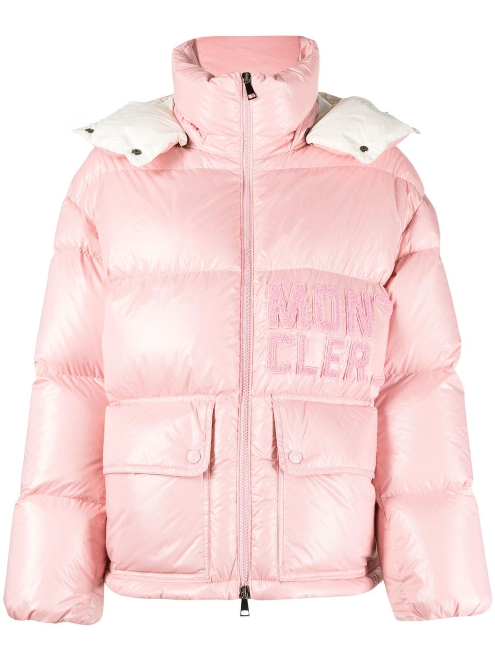 Moncler logo-appliqué padded jacket - Pink von Moncler