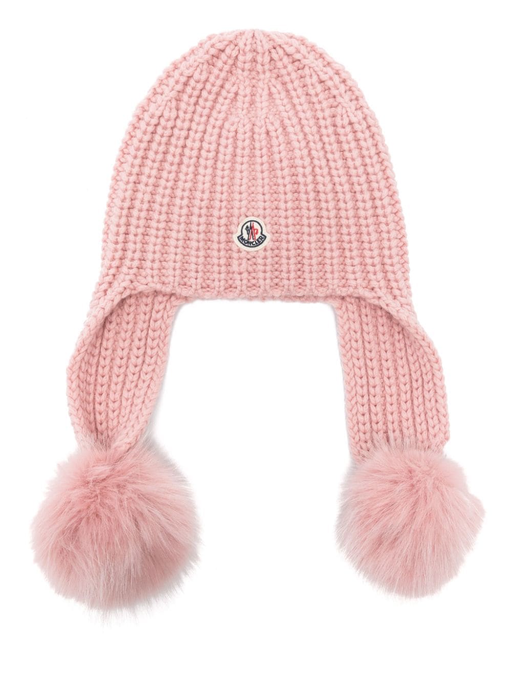 Moncler logo-appliqué pompom beanie - Pink von Moncler