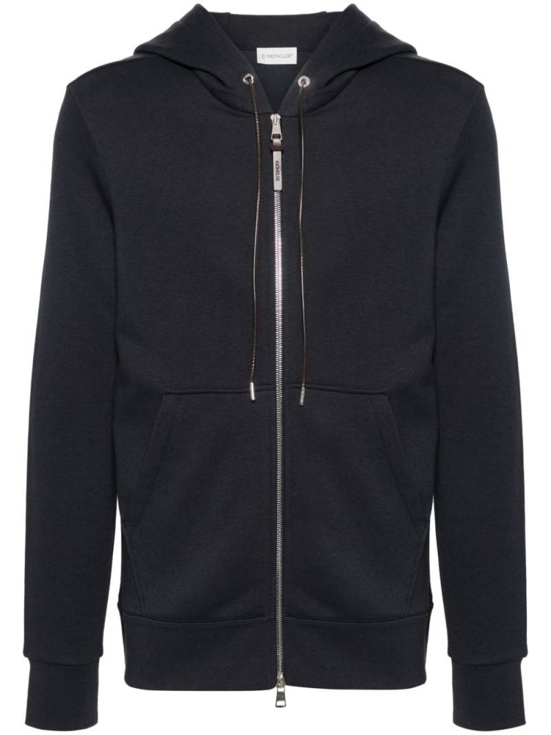 Moncler logo-appliqué zipped hoodie - Blue von Moncler