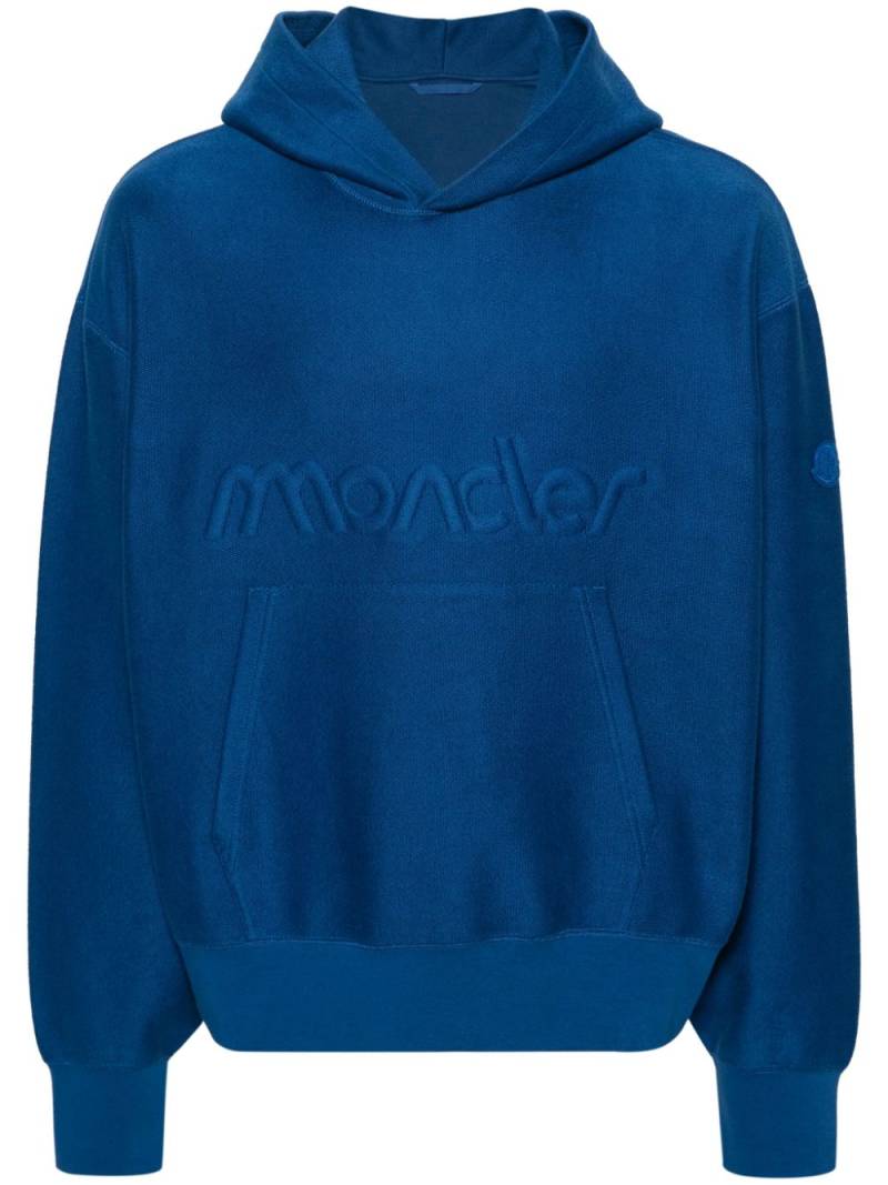 Moncler logo-embossed terry-cloth hoodie - Blue von Moncler