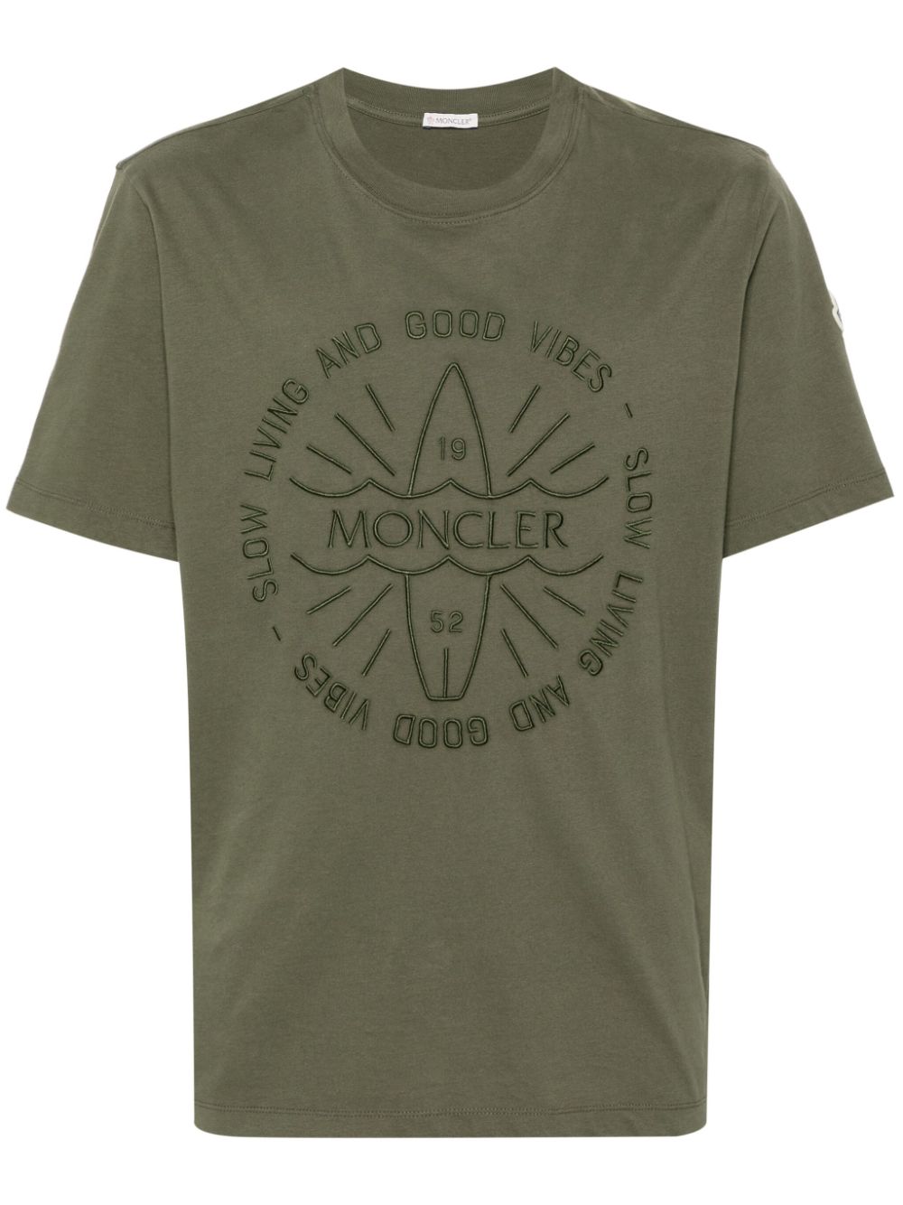 Moncler logo-embroidered cotton T-shirt - Green von Moncler