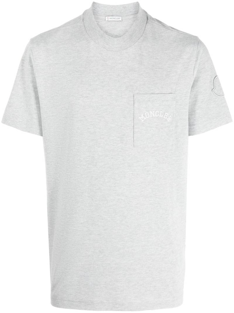 Moncler logo-embroidered cotton-blend T-shirt - Grey von Moncler