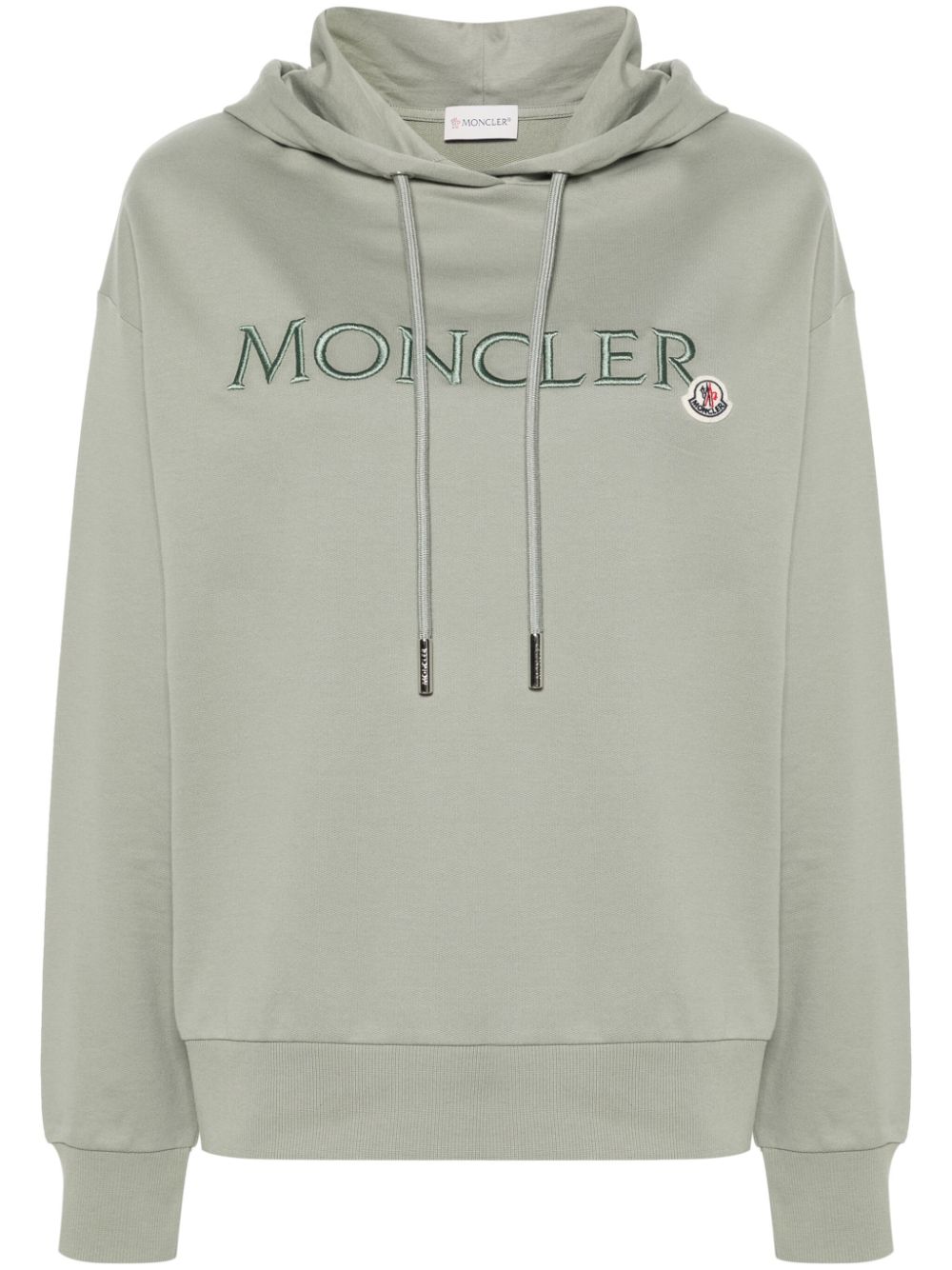 Moncler logo-embroidered cotton hoodie - Green von Moncler