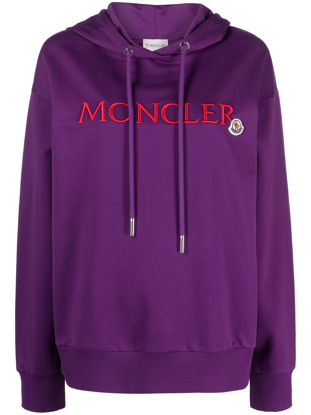 Moncler logo-embroidered cotton hoodie - Purple von Moncler