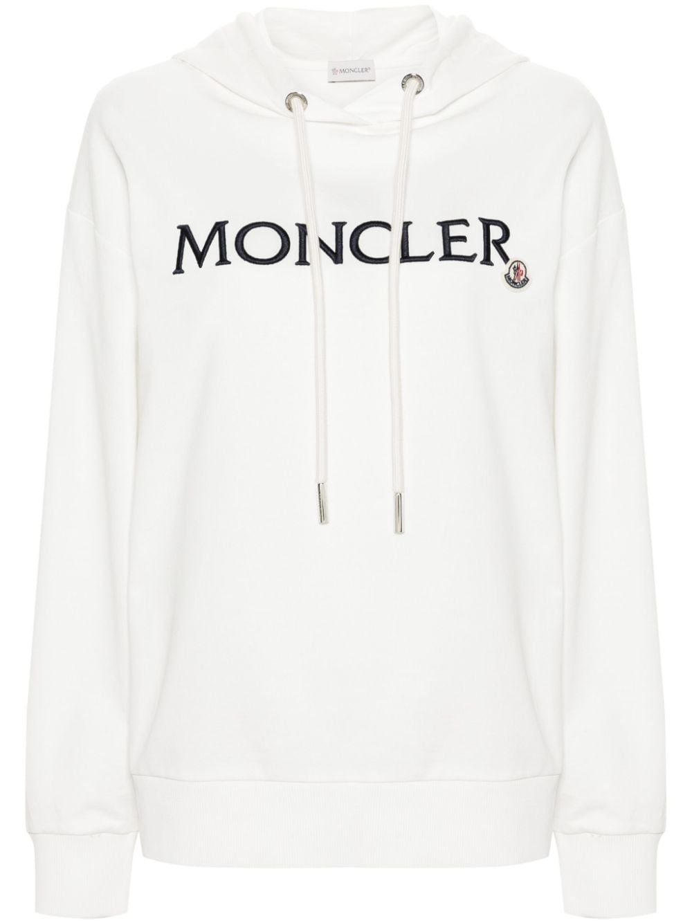 Moncler logo-embroidered cotton hoodie - White von Moncler