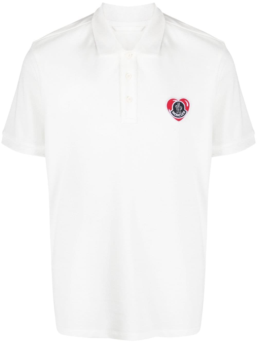 Moncler logo-embroidered cotton polo shirt - White von Moncler