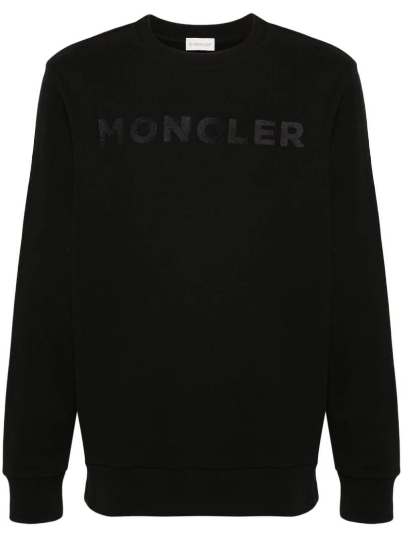 Moncler logo-embroidered cotton sweatshirt - Black von Moncler