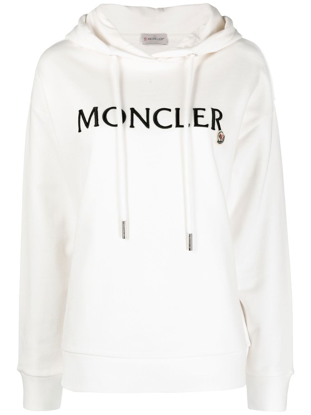 Moncler logo-embroidered drawstring cotton hoodie - White von Moncler