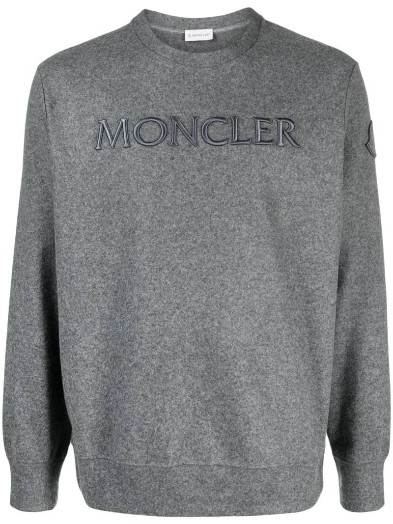 Moncler logo-embroidered jersey-fleece sweatshirt - Grey von Moncler
