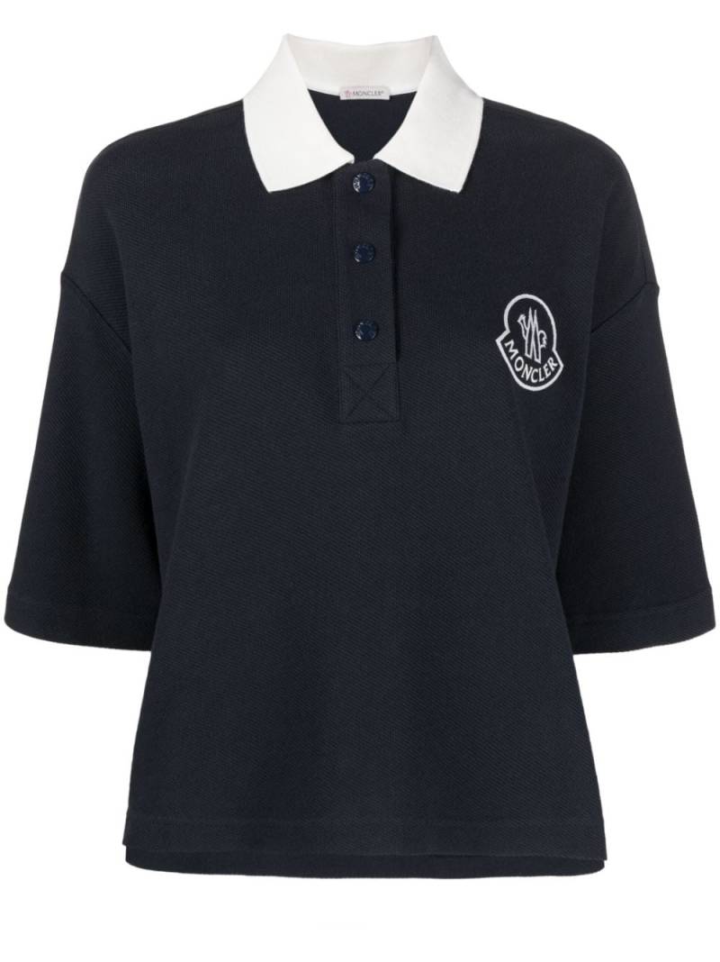 Moncler logo-embroidered rugby polo shirt - Blue von Moncler