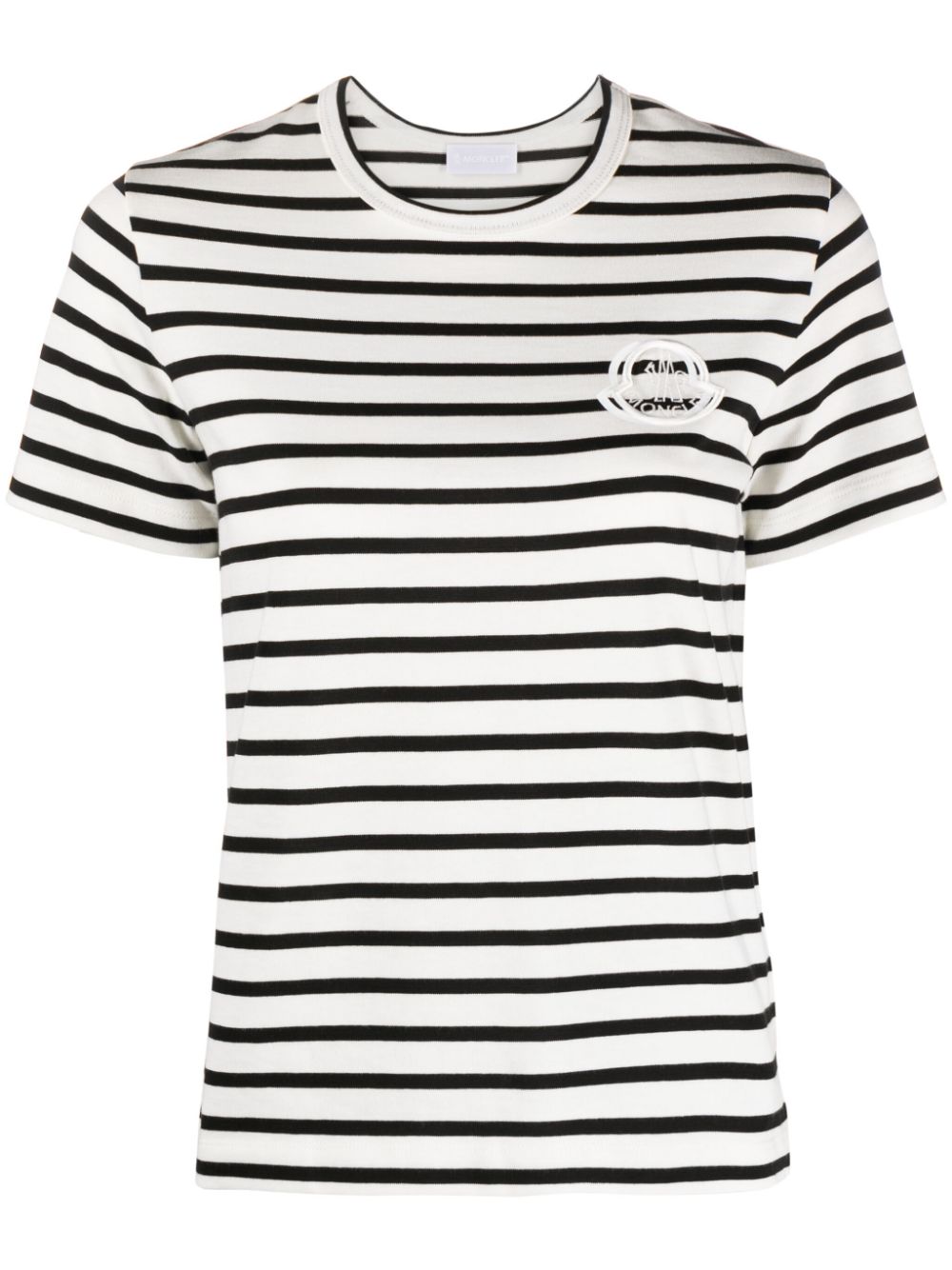 Moncler logo-embroidered striped T-shirt - White von Moncler