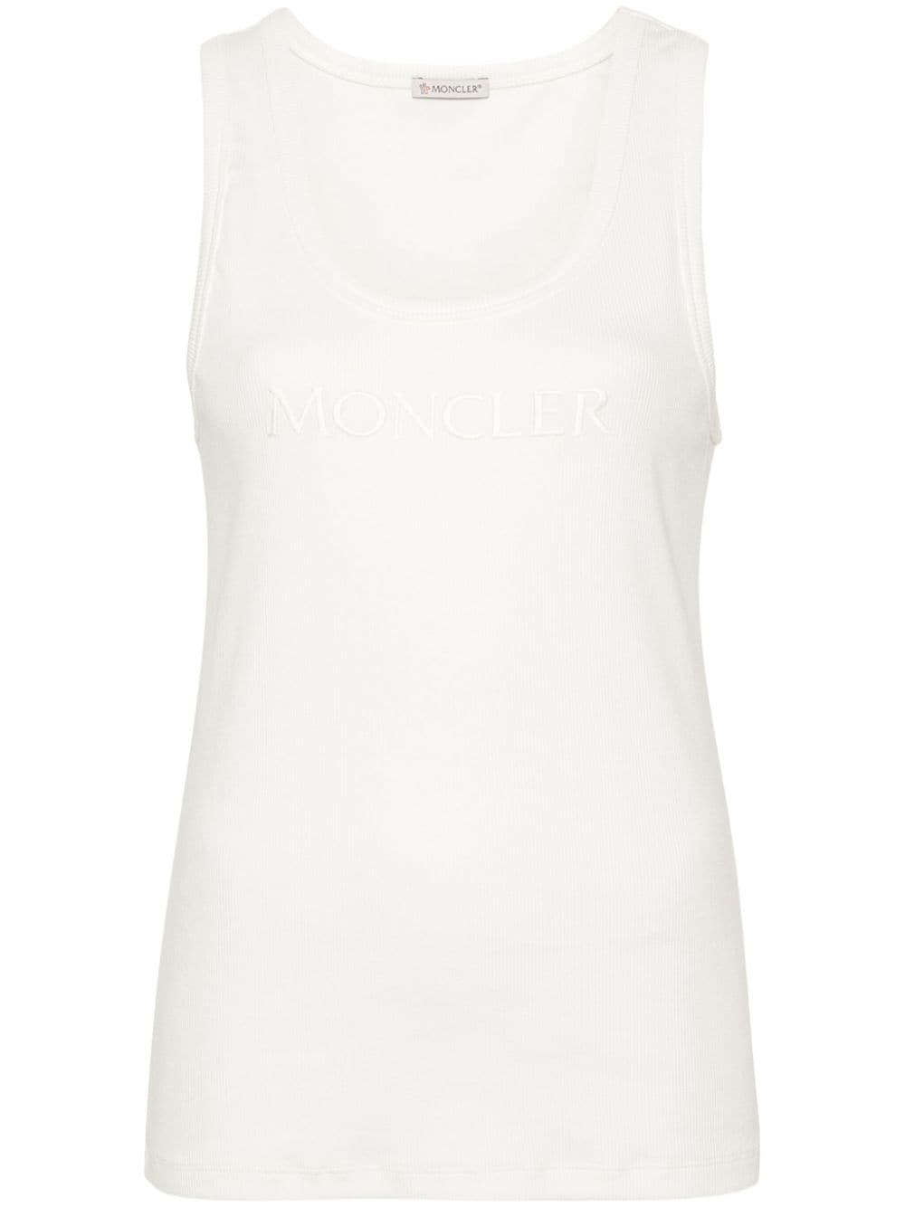 Moncler logo-embroidered tank top - Neutrals von Moncler