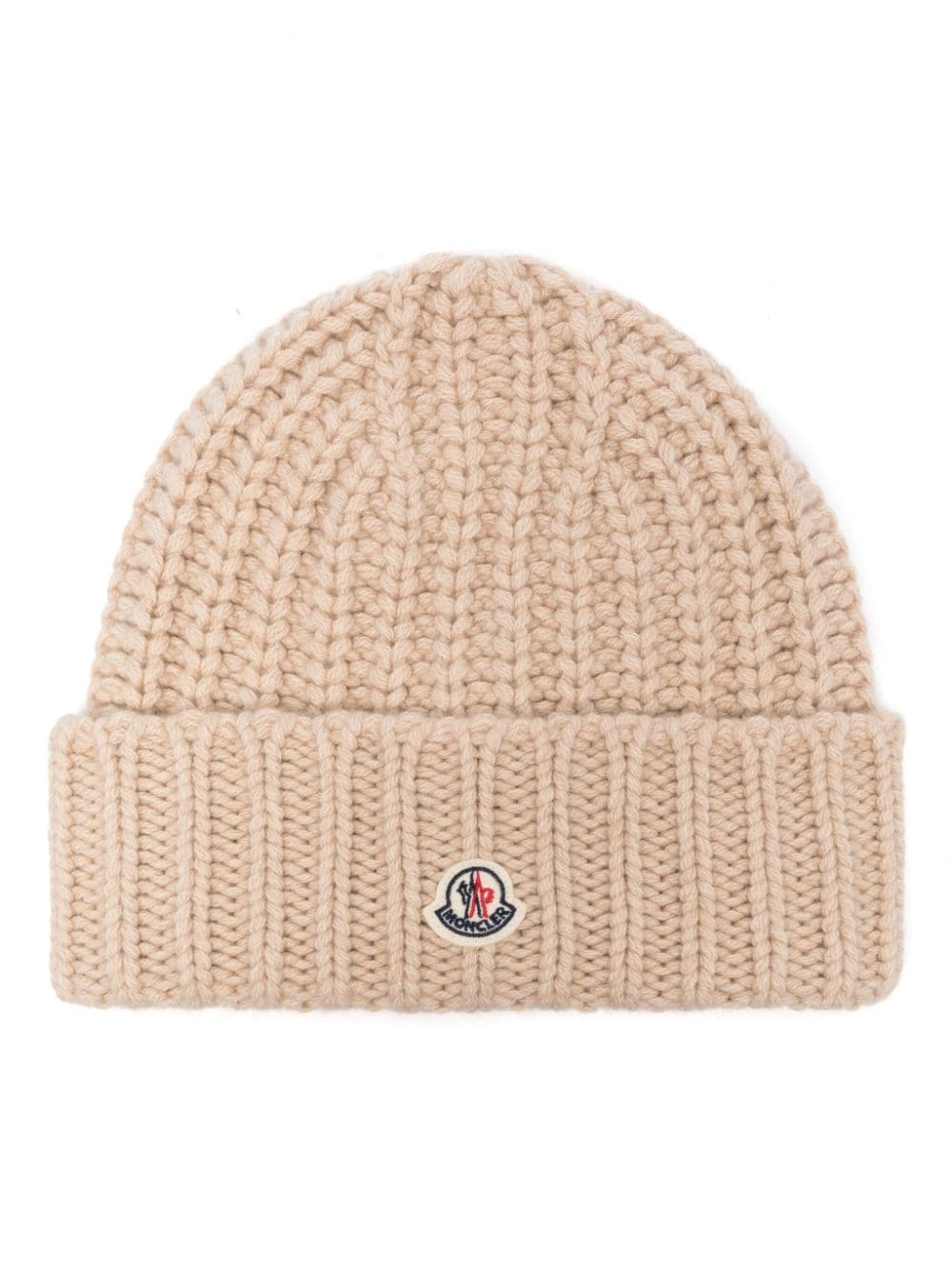 Moncler logo-patch cashmere beanie - Neutrals von Moncler