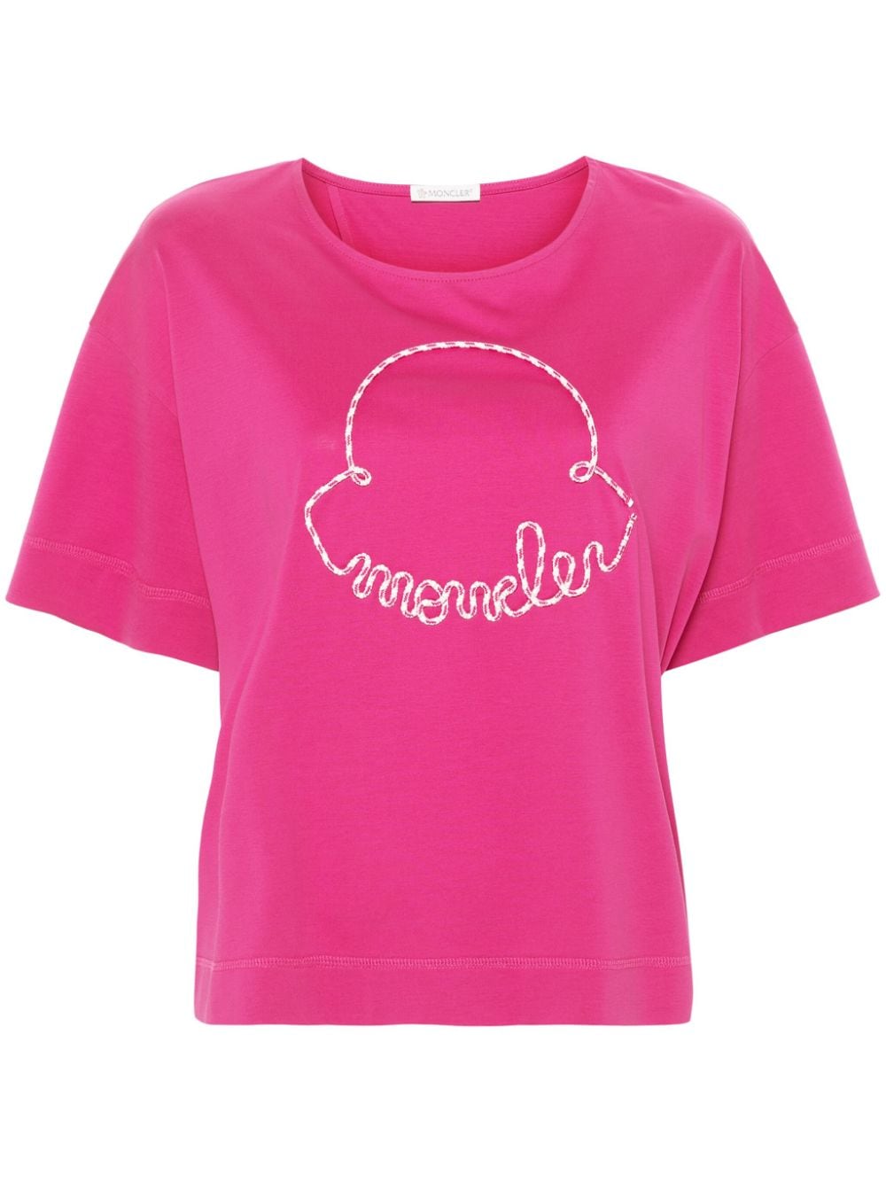 Moncler logo-patch cotton T-shirt - Pink von Moncler