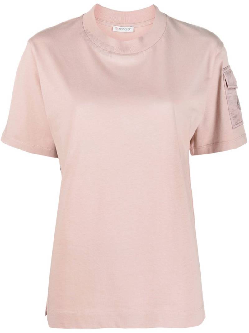Moncler logo-patch cotton T-shirt - Pink von Moncler