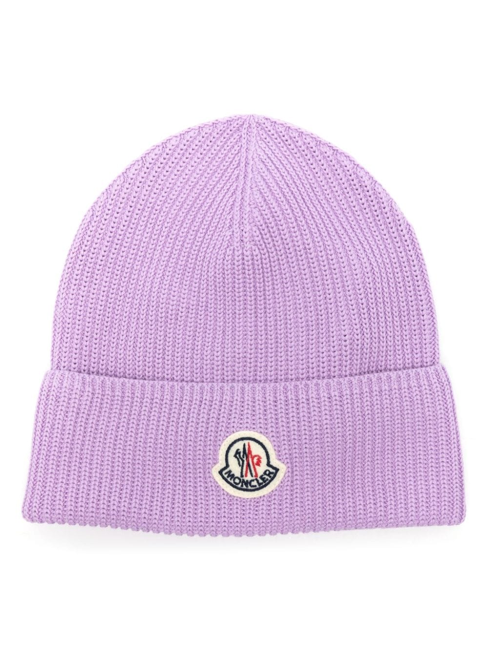 Moncler logo-patch cotton beanie - Purple von Moncler