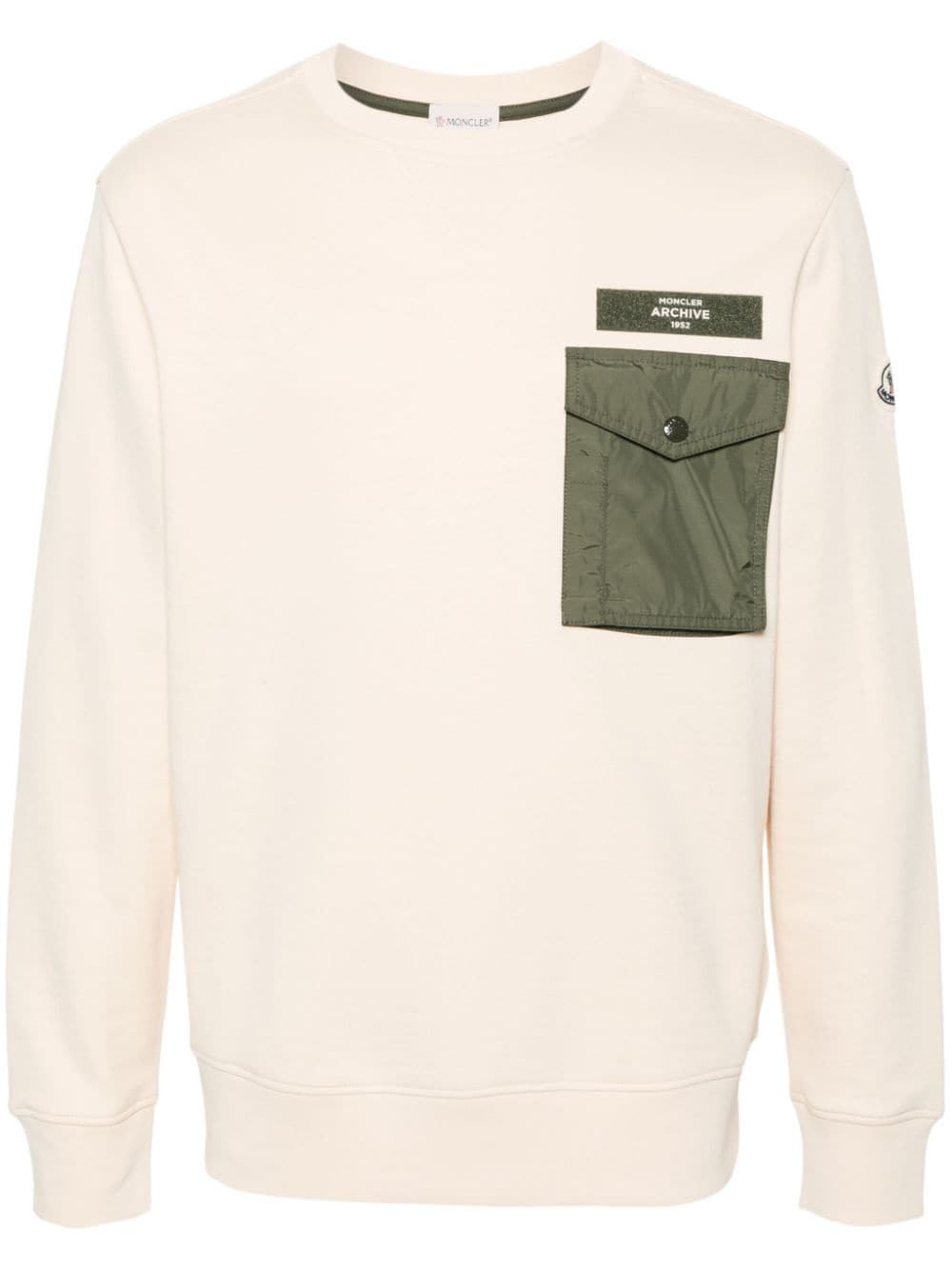 Moncler logo-patch cotton-blend sweatshirt - Neutrals von Moncler