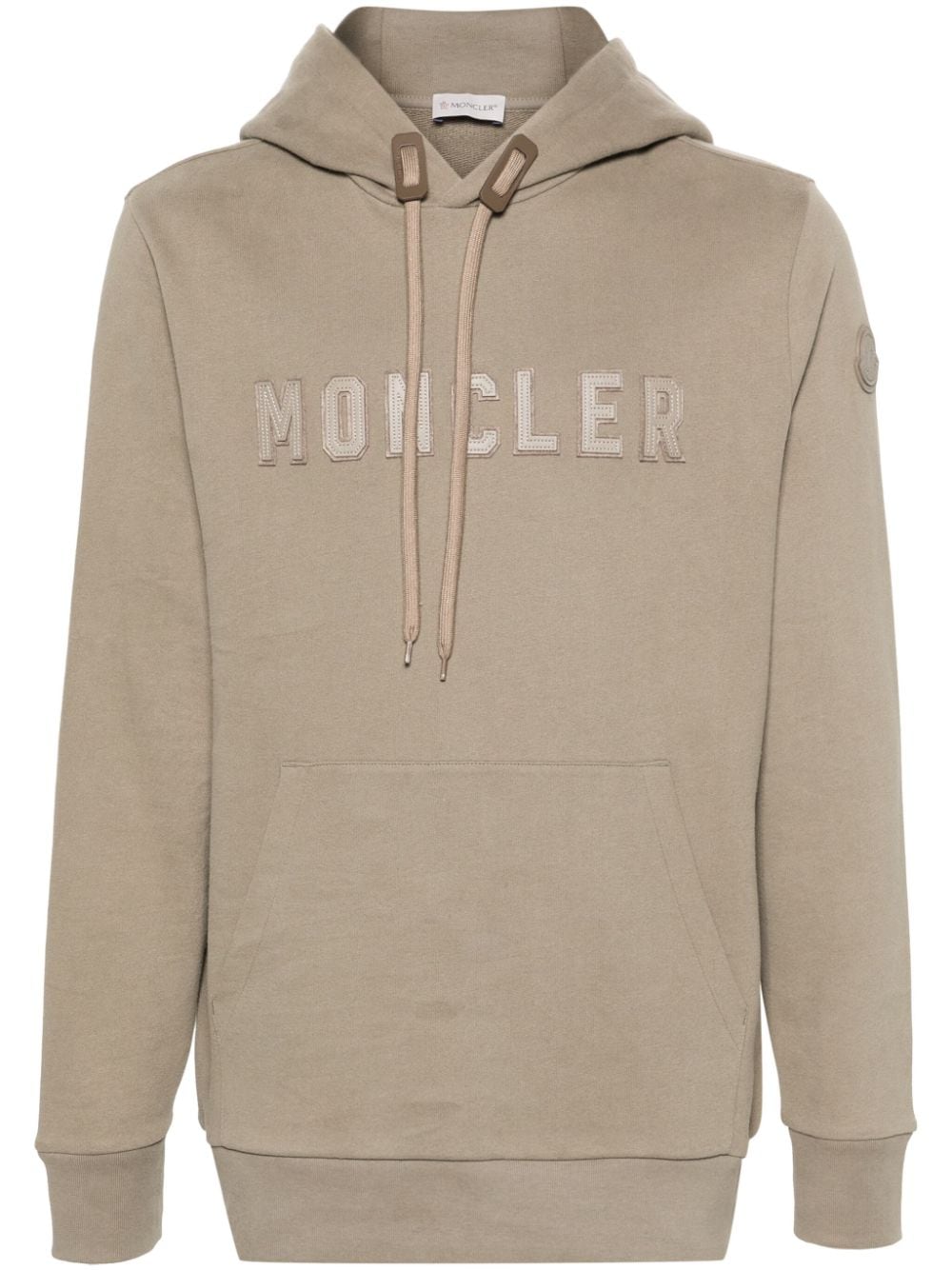 Moncler logo-patch cotton hoodie - Grey von Moncler