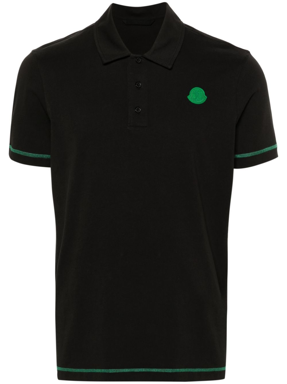 Moncler logo-patch cotton polo shirt - Black von Moncler