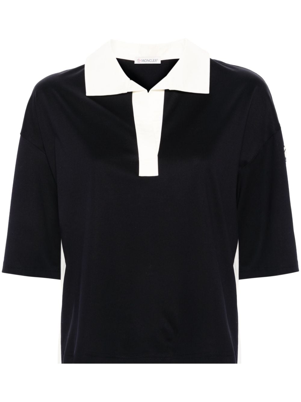 Moncler logo-patch cotton polo shirt - Black von Moncler