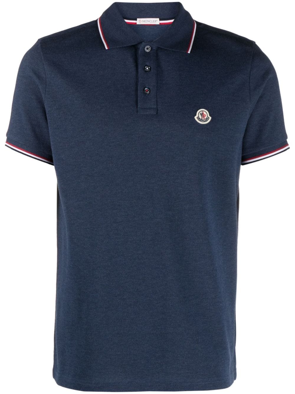 Moncler logo-patch cotton polo shirt - Blue von Moncler