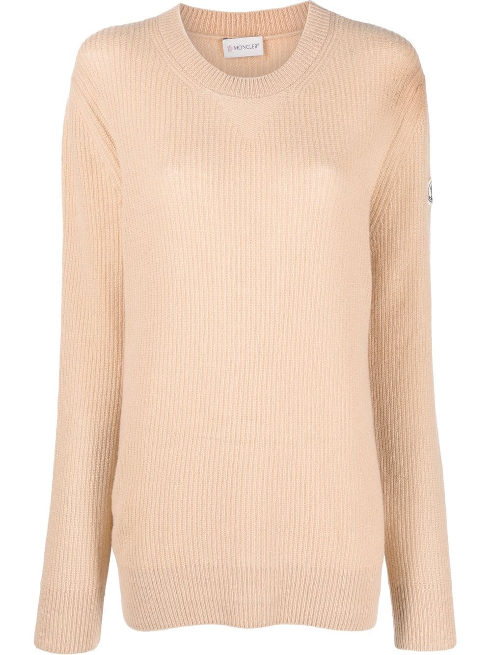 Moncler logo-patch crew neck jumper - Neutrals von Moncler