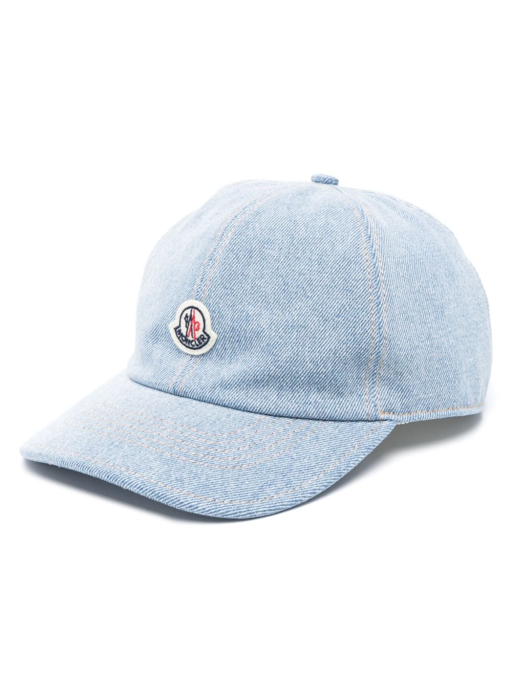 Moncler logo-patch denim cap - Blue von Moncler