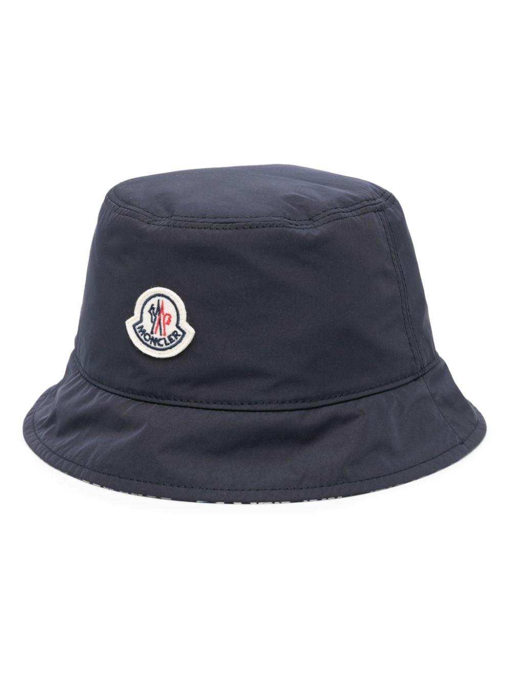 Moncler logo-patch dropped-brim bucket hat - Blue von Moncler