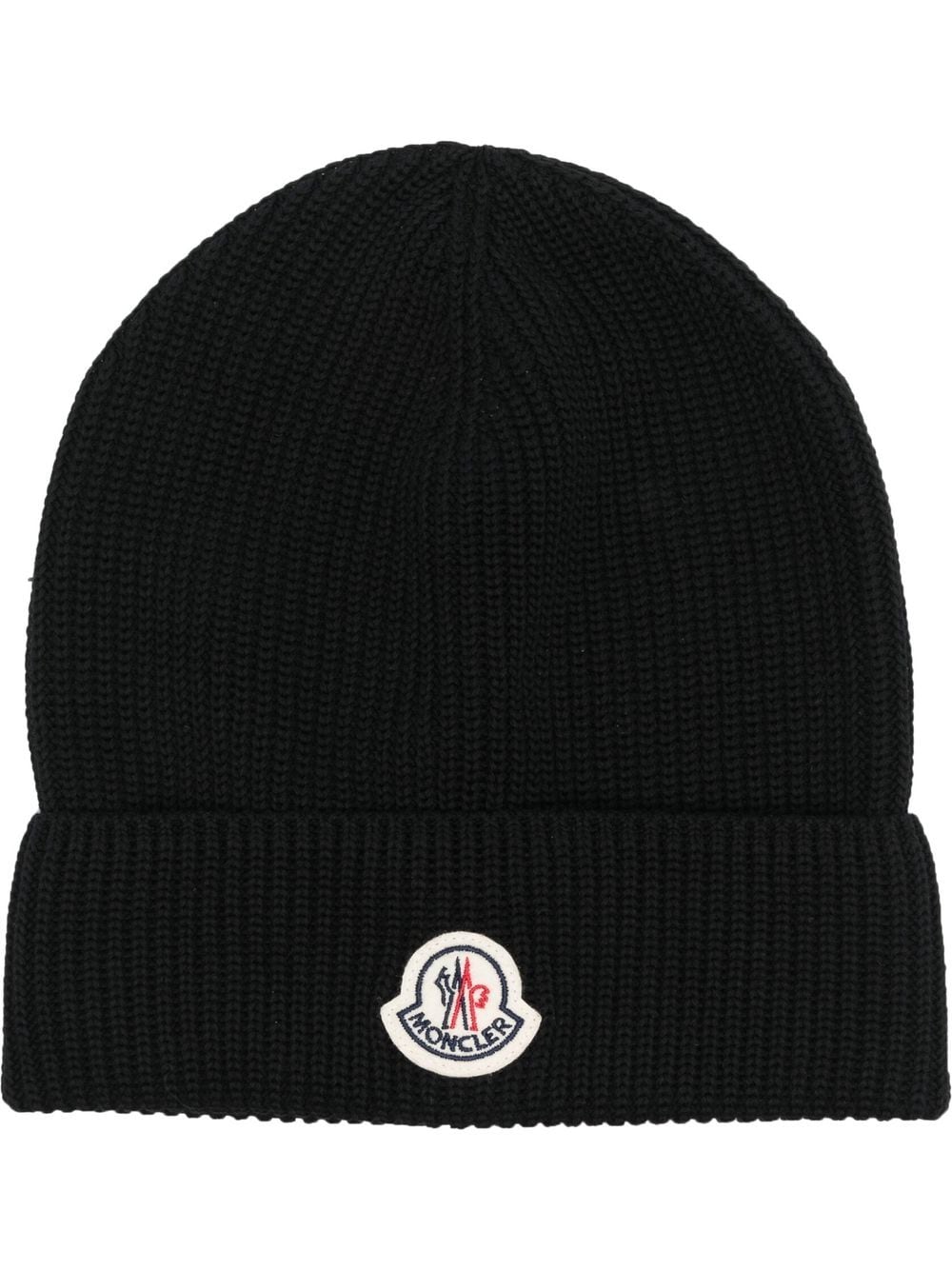 Moncler logo-patch knitted beanie - Black von Moncler