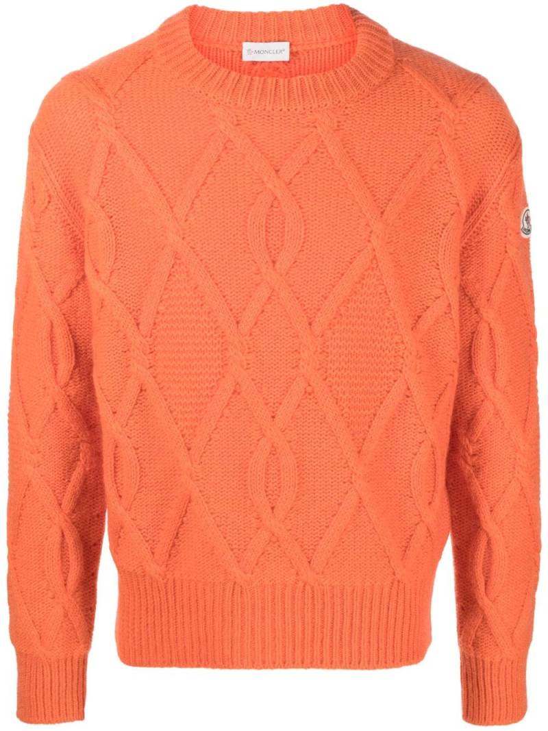 Moncler logo-patch knitted jumper - Orange von Moncler