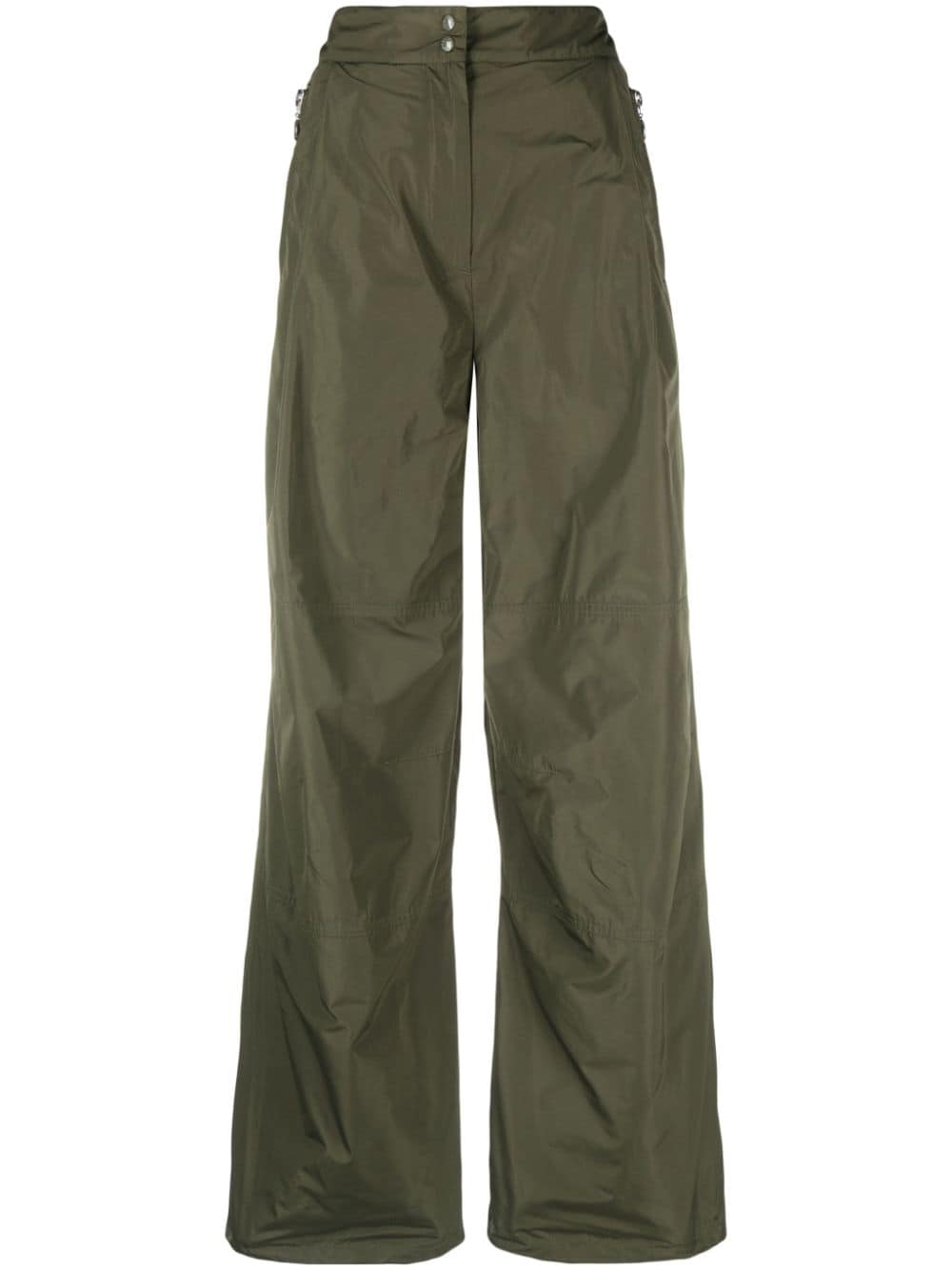Moncler logo-patch lightweight flared trousers - Green von Moncler